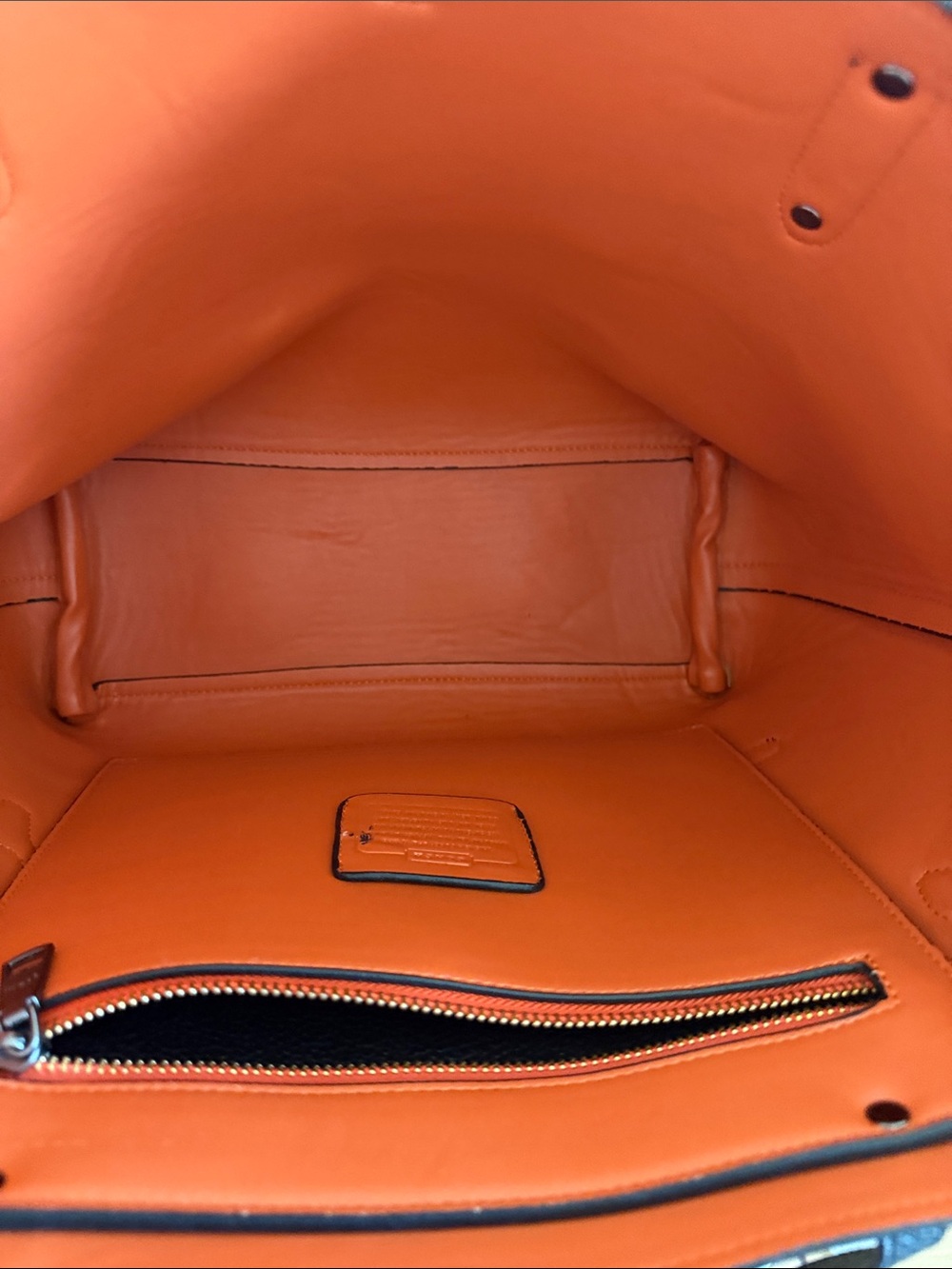 Coach Black Rocket Motif Tote with Orange Interior and Patch Accents - Picture 9 of 10
